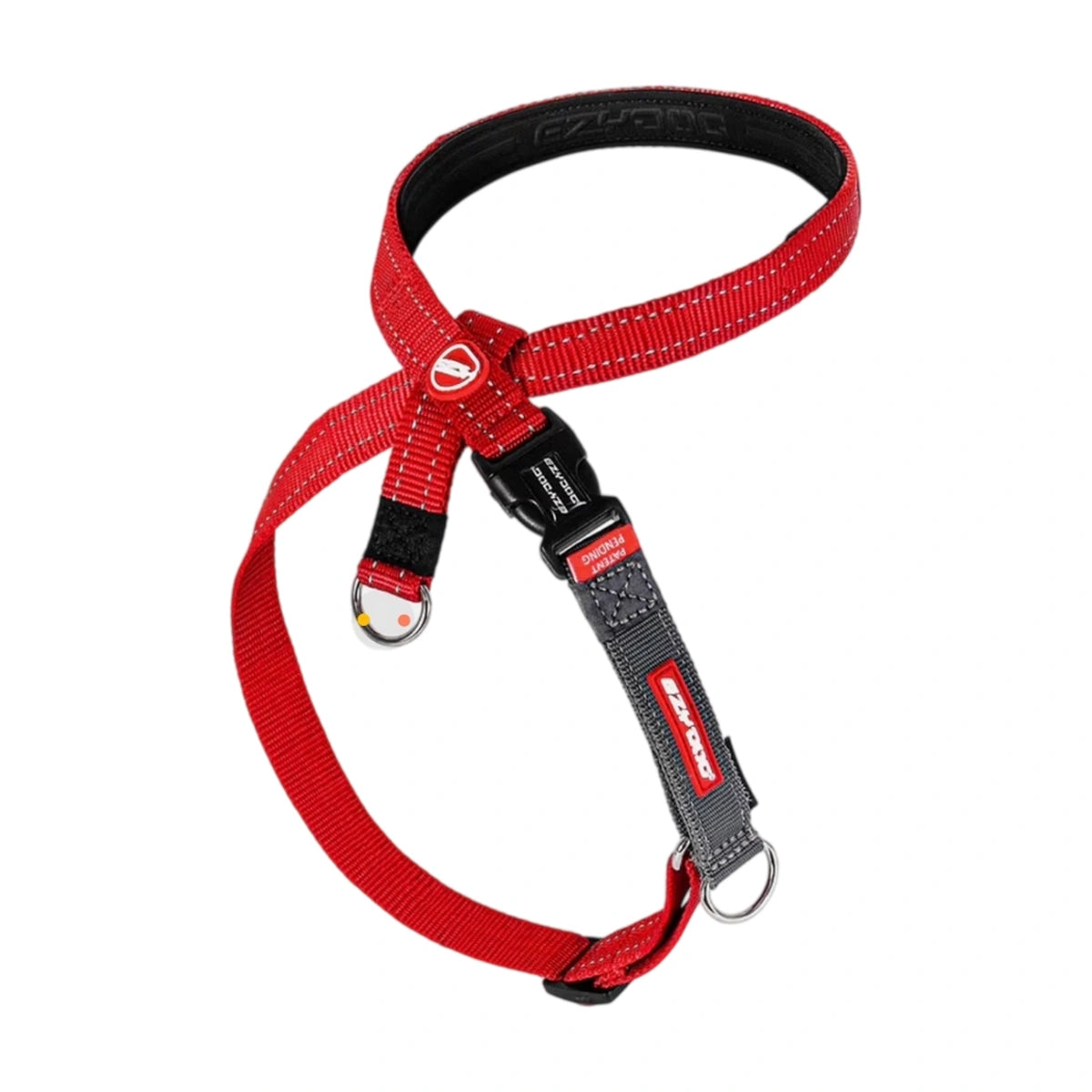 Red EzyDog Cross Check harness with adjustable straps and D-rings