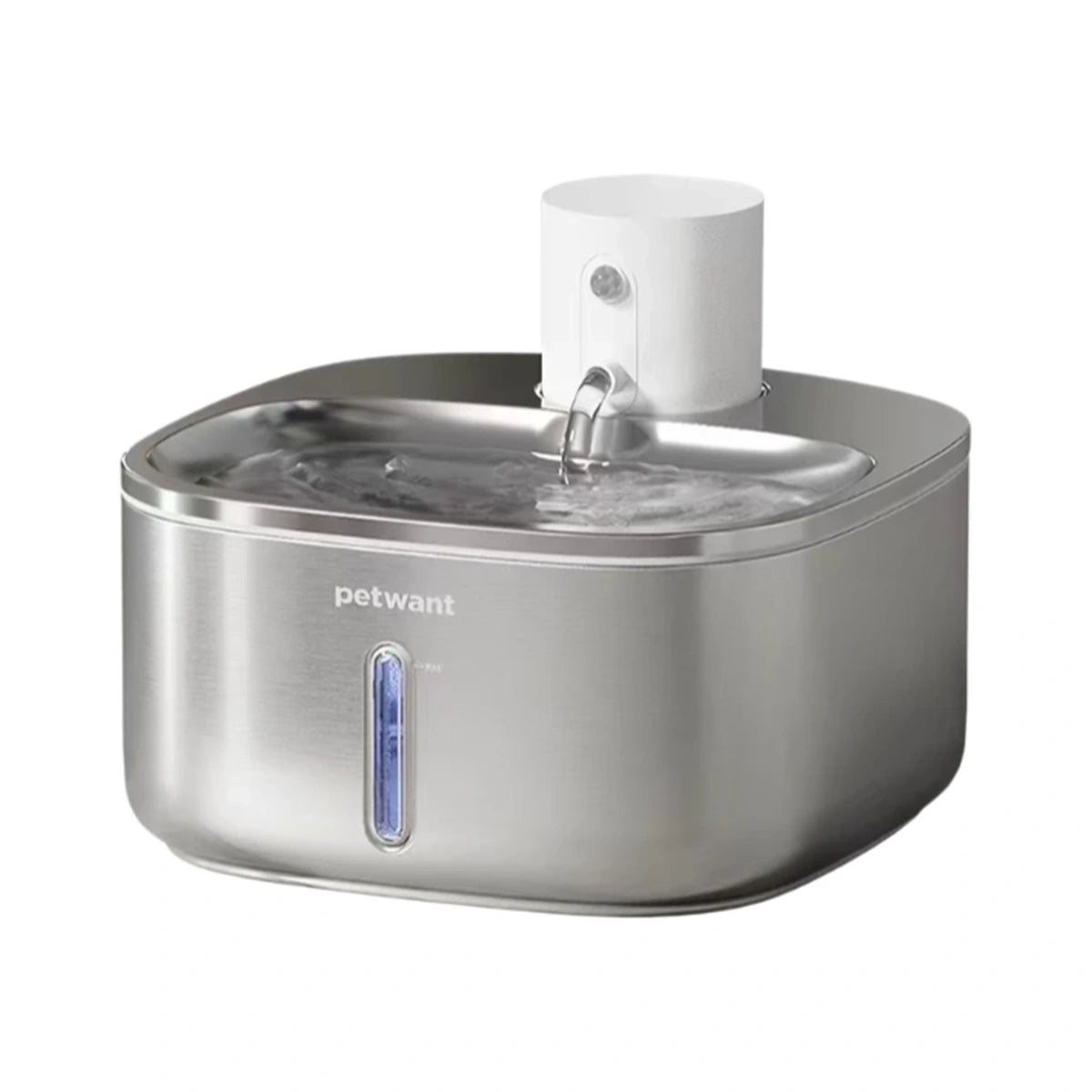 Petwant W4 stainless steel cat water fountain with white sensor unit