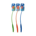 Chuckit Classic Medium ball launchers shown in green, orange and blue packaging