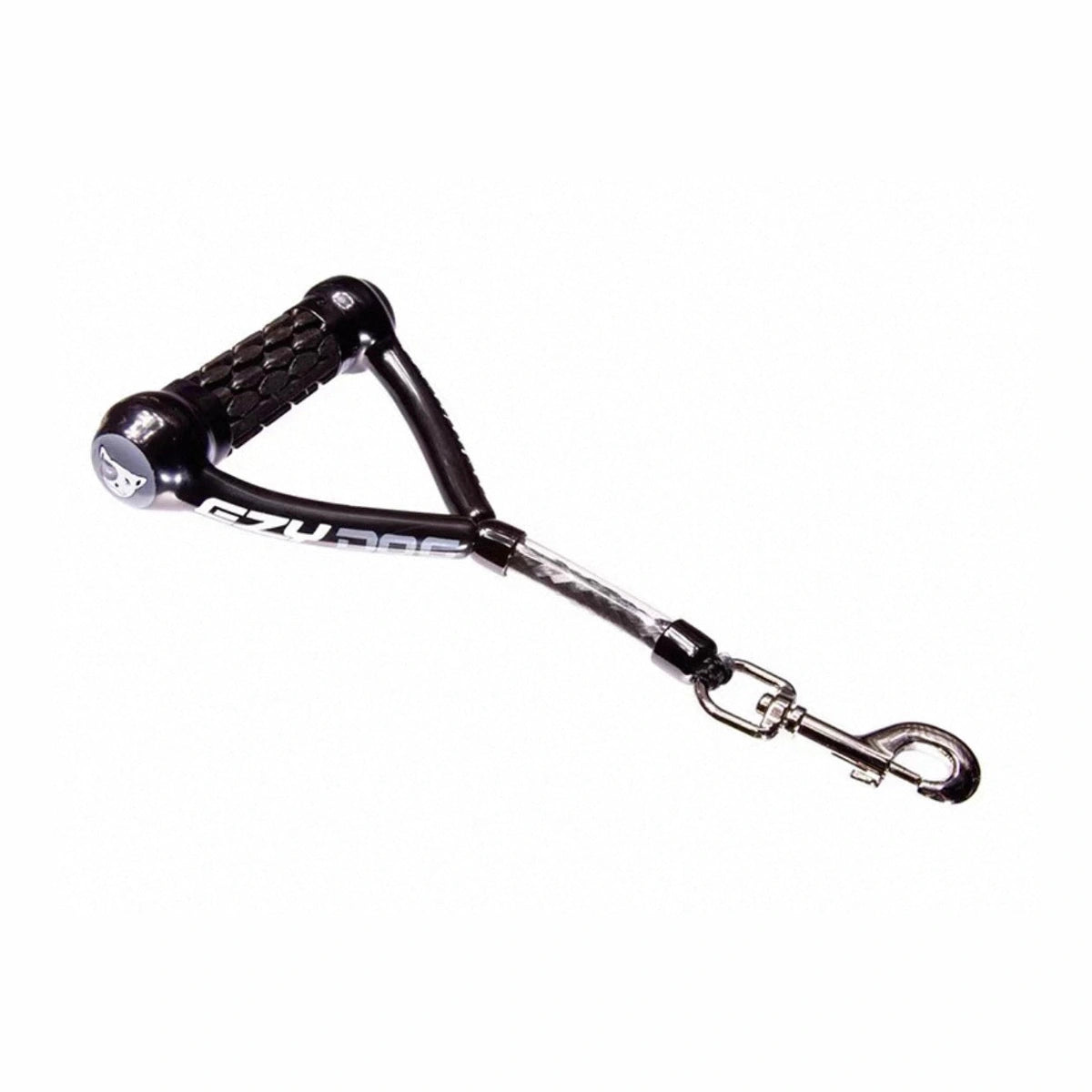 Black EzyDog Mongrel short dog lead with a triangular handle and snap hook
