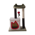 Compact Petstar S cat tree with a cat house and green upper perch