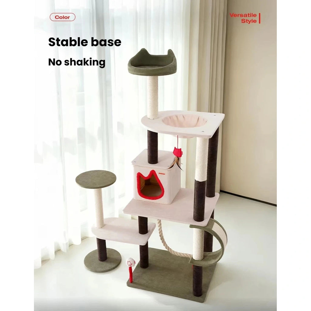 Petstar M cat tree with multiple platforms and a hanging rope