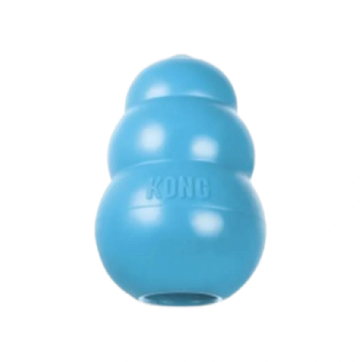 Blue KONG Puppy rubber toy with rounded shape and treat opening