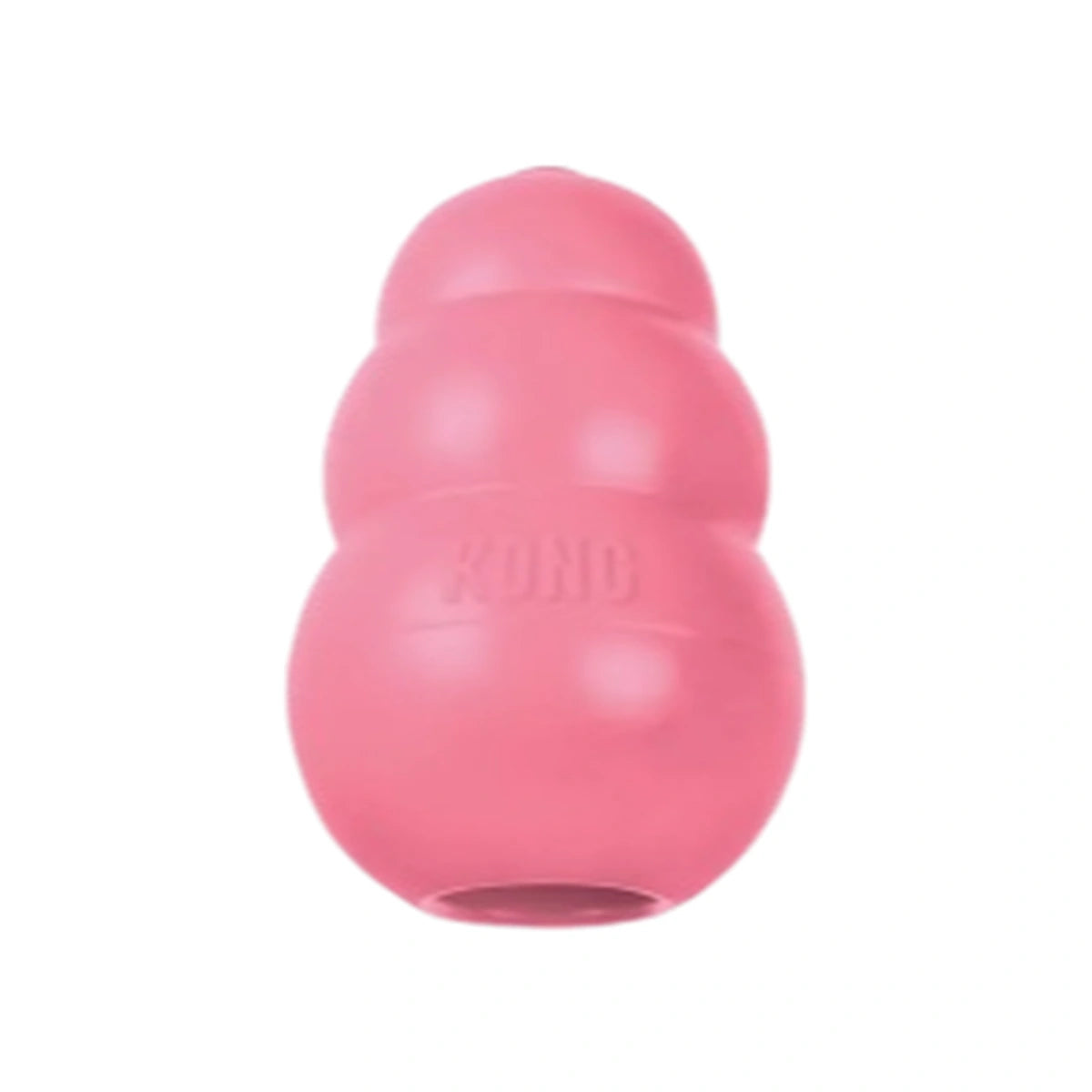 Pink KONG Puppy rubber toy with rounded shape and treat opening