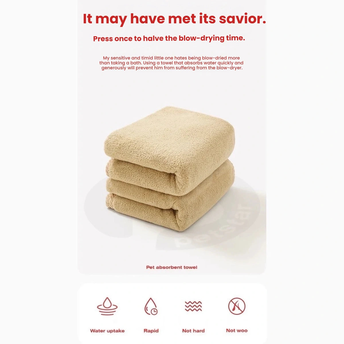 Folded beige Petstar towels showing plush thickness