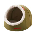 Green Petstar cat cave bed with a round plush-lined entrance