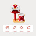 Small Petstar Lion Dance cat tree with lion-head perch and drum-style hideaway