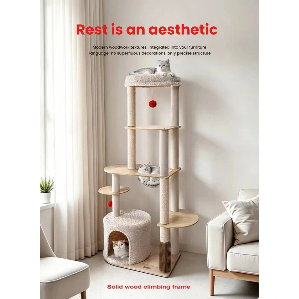 Petstar cat tree shown in a bright living room