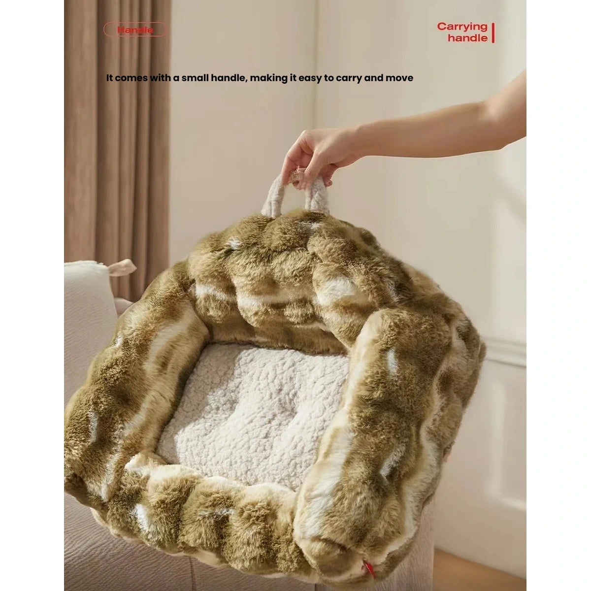 Petstar pet bed shown with its removable cover lifted