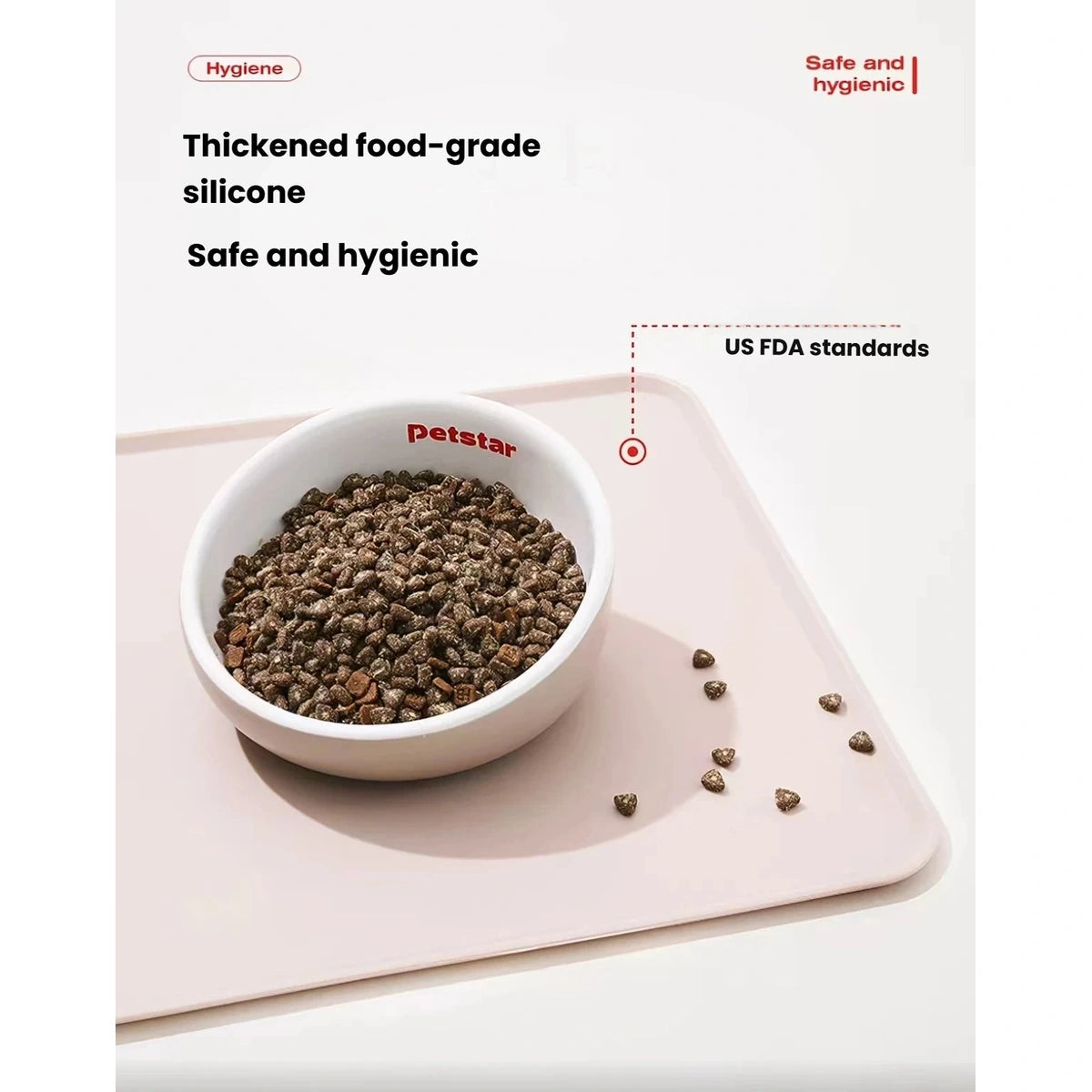 Close-up of the raised edge on the Petstar feeding mat