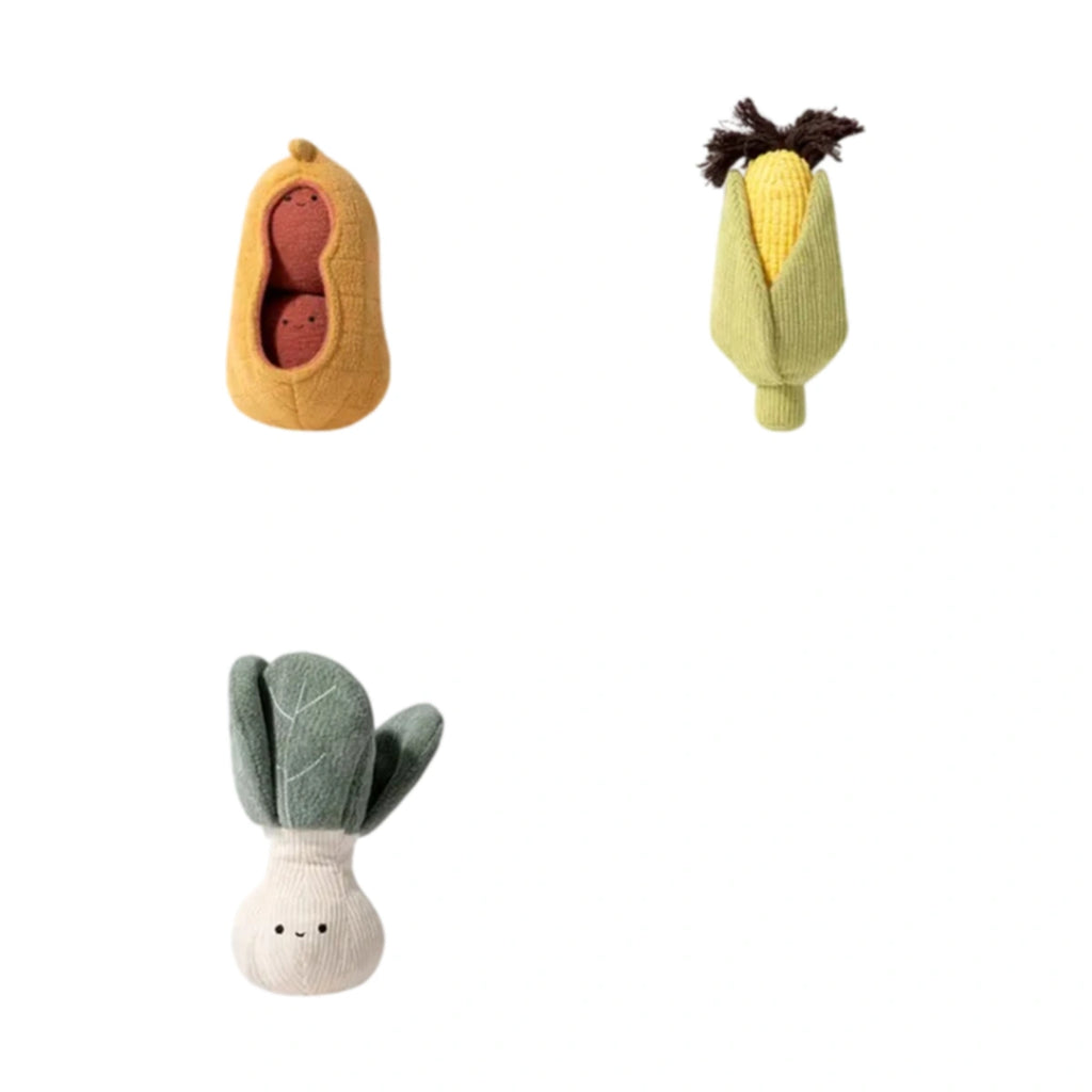 Petstar peanut, corn and vegetable squeaky dog toy set