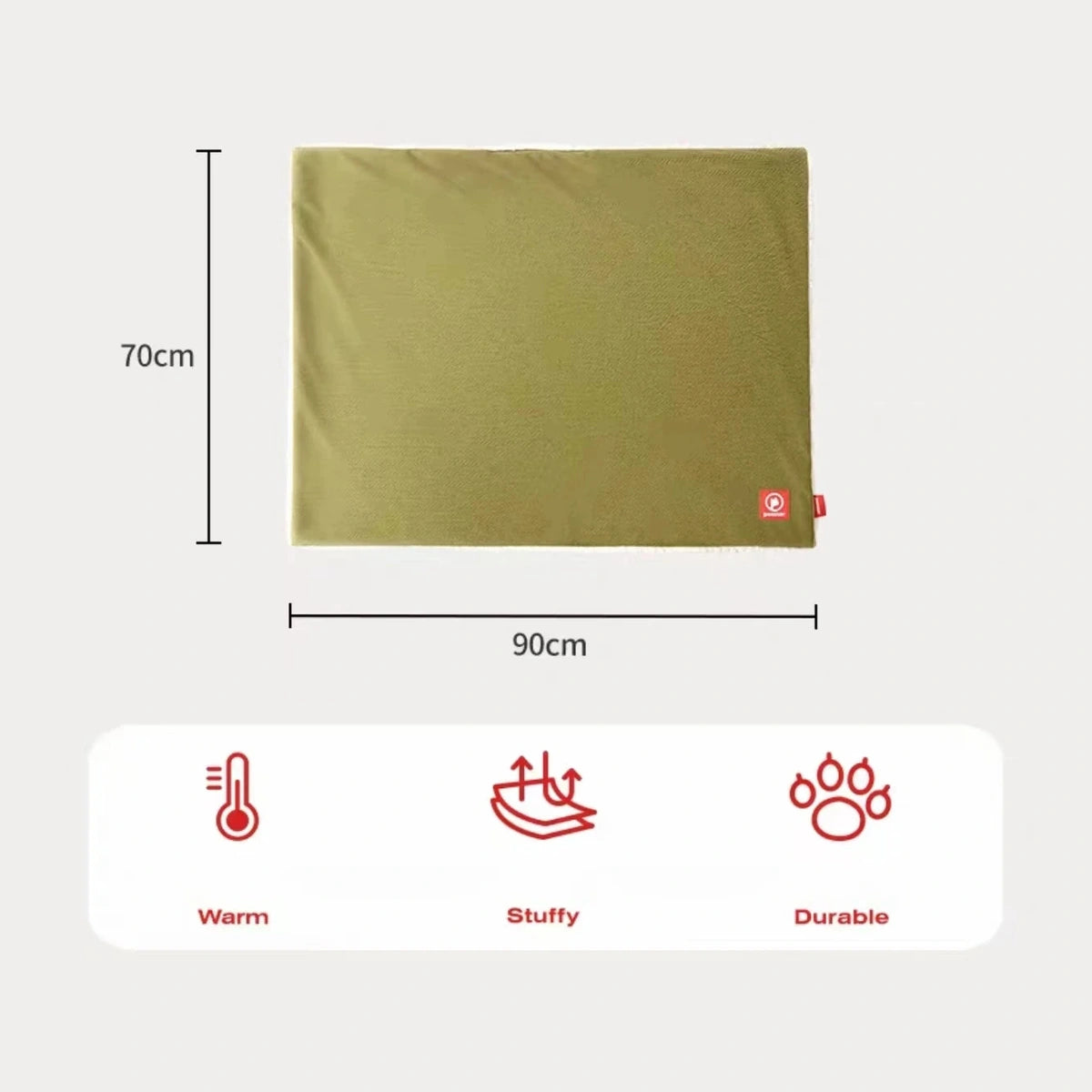 Petstar pet blanket size diagram showing 90 by 70 cm