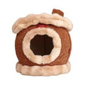 Brown Petstar enclosed cat cave bed with plush-lined round entrance