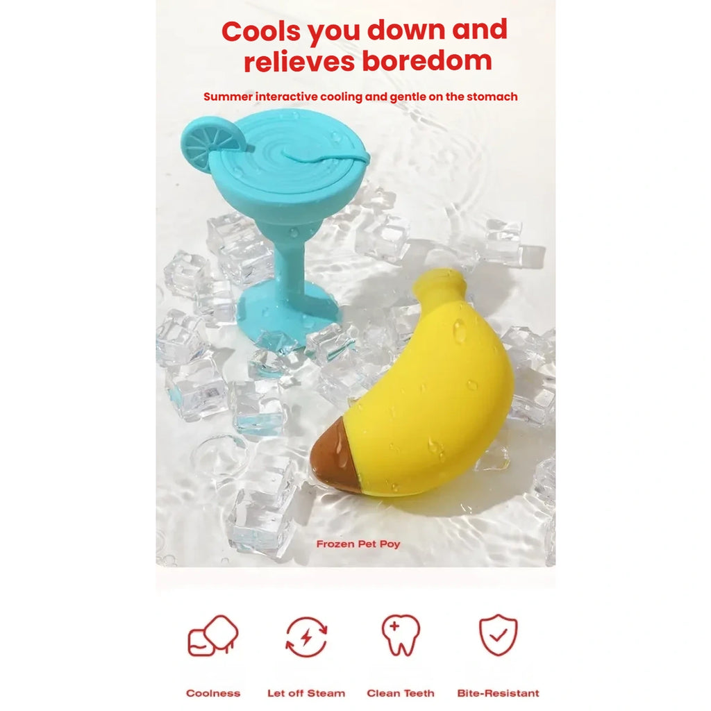 Petstar cooling chew toys shown with ice and feature icons