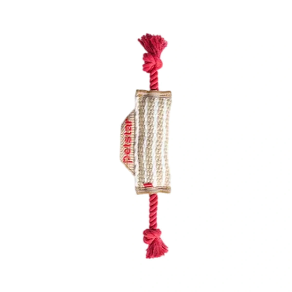 Petstar cotton rope dog toy with thick woven centre and red knotted ends