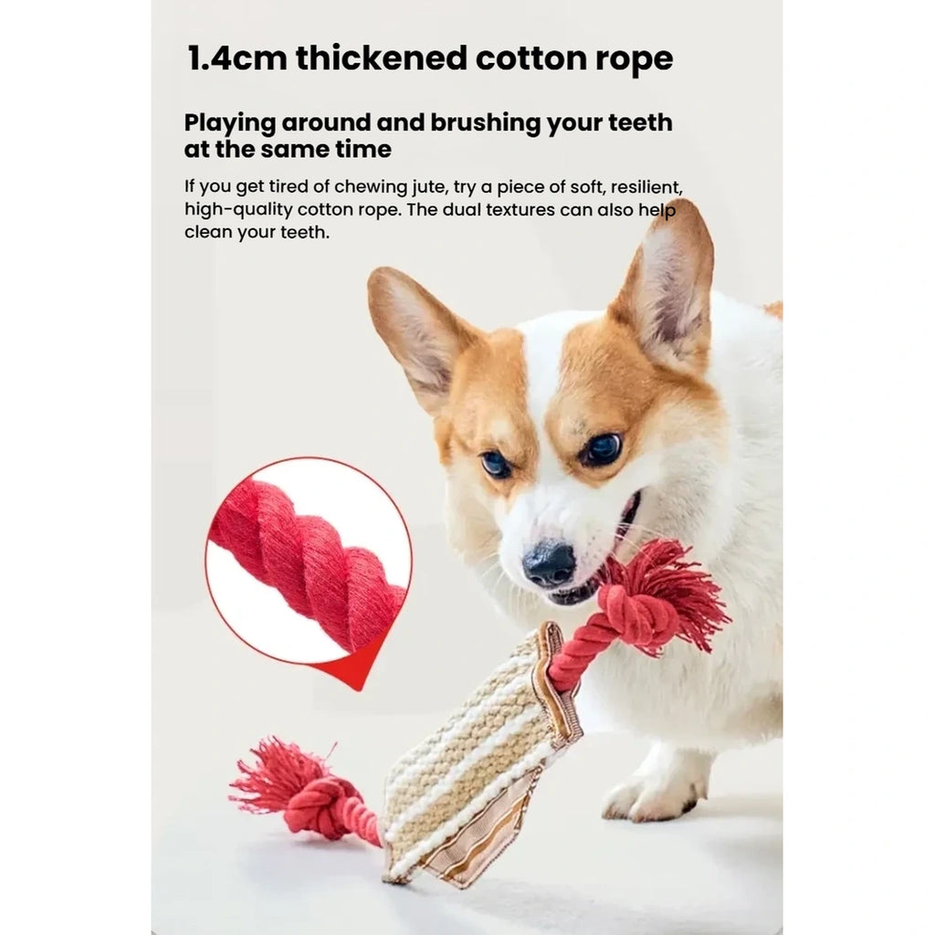 Petstar rope toy feature panel showing its thick woven cotton centre