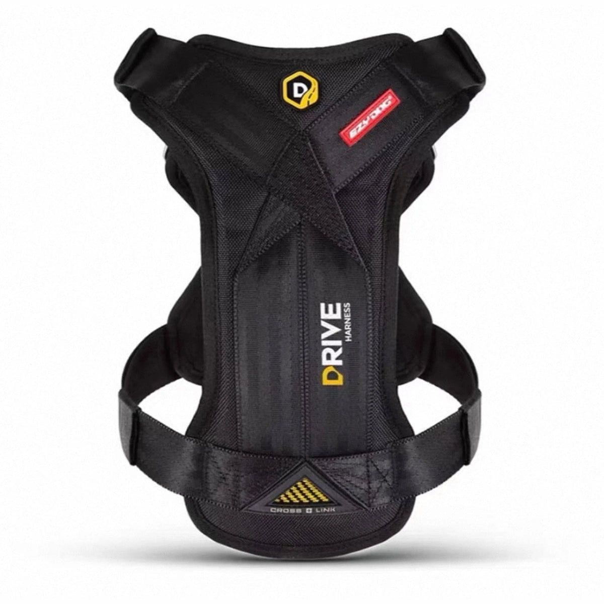 Black EzyDog Drive dog car harness with padded chest plate