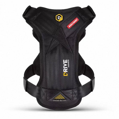 Black EzyDog Drive dog car harness with padded chest plate