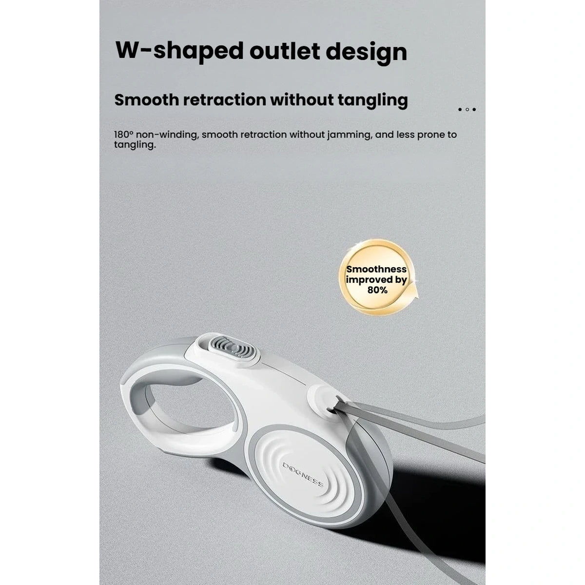 DOGNESS Liberty leash showing its W-shaped tape outlet