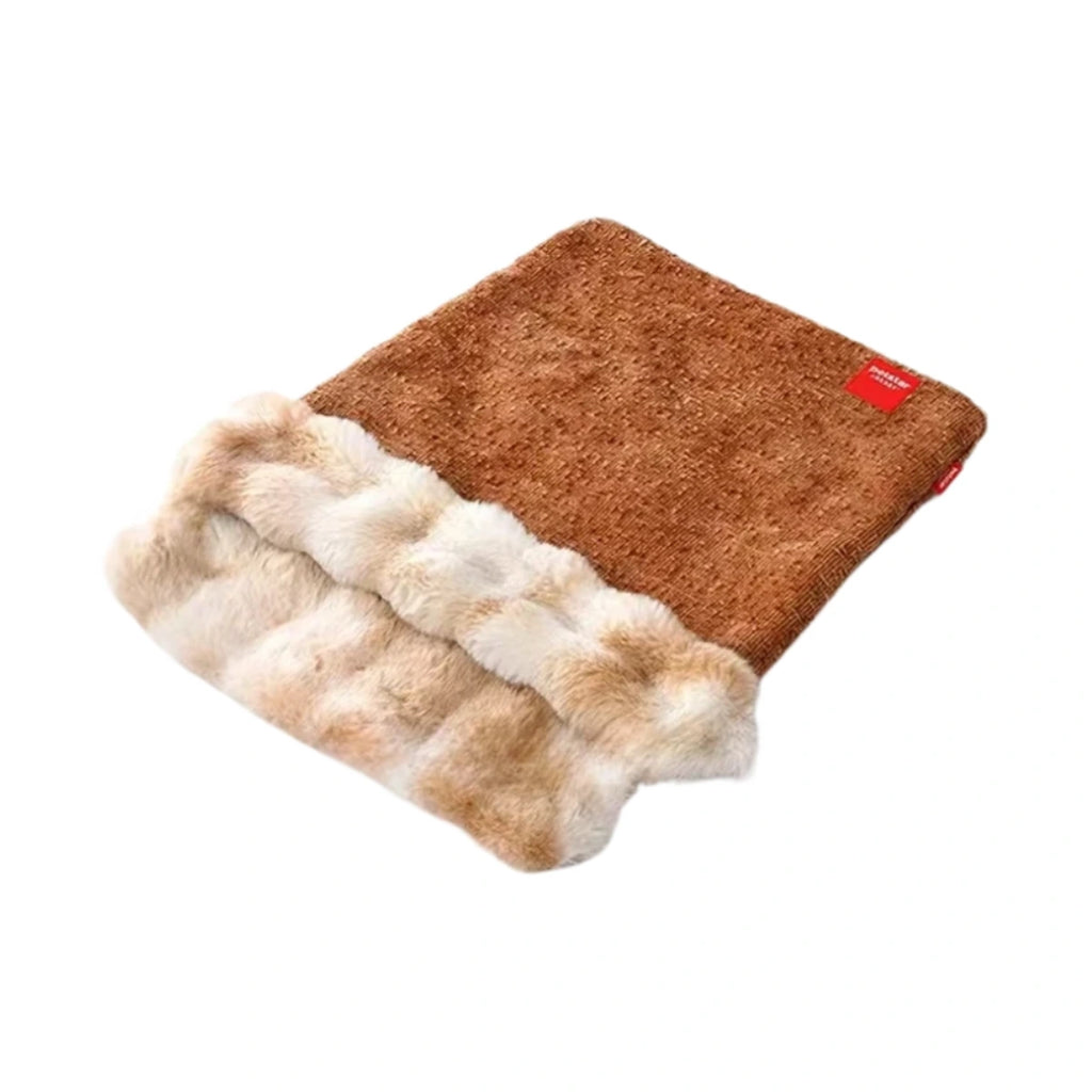 Brown Petstar cat bed mat with soft plush rim