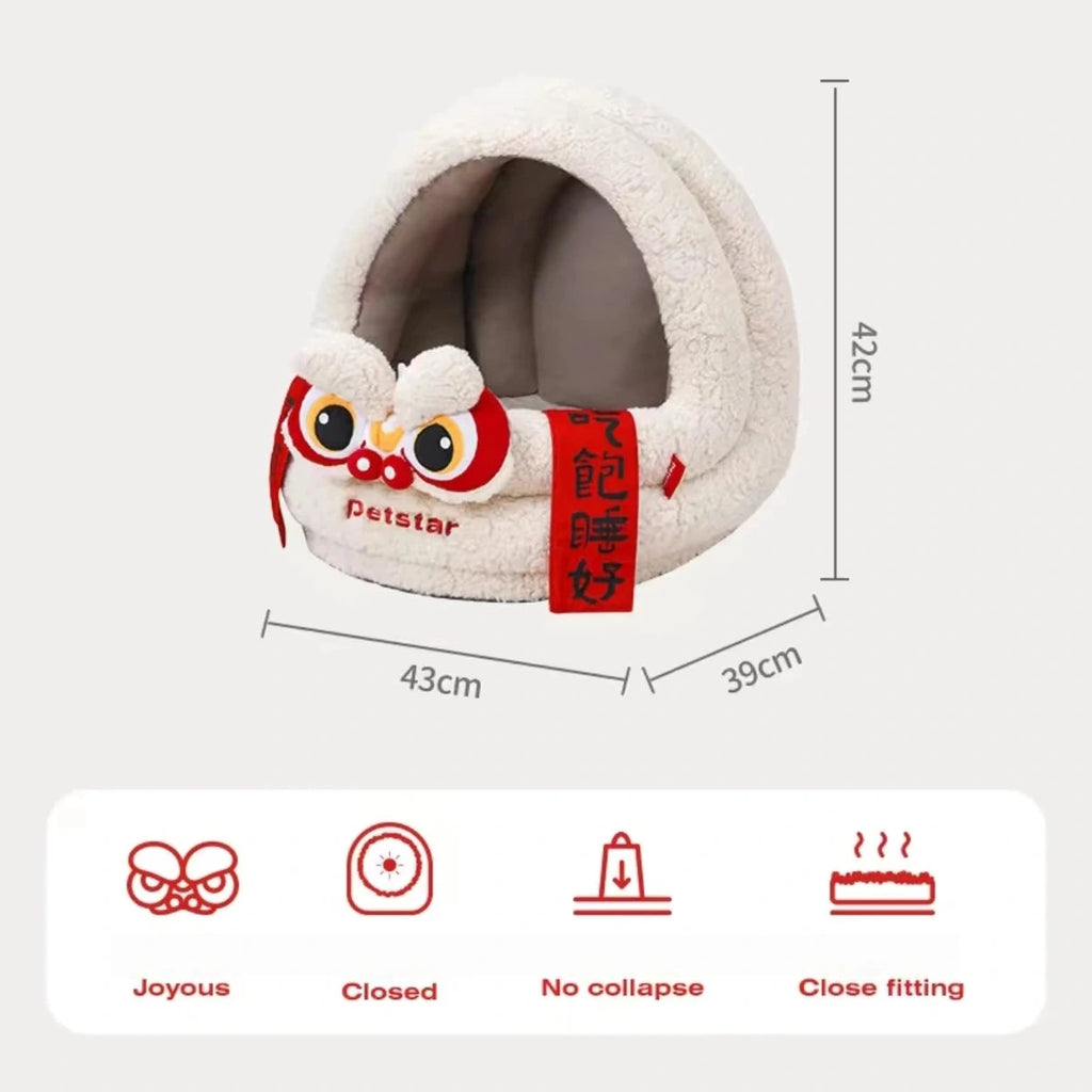 Petstar owl-door cat bed dimensions and care icons