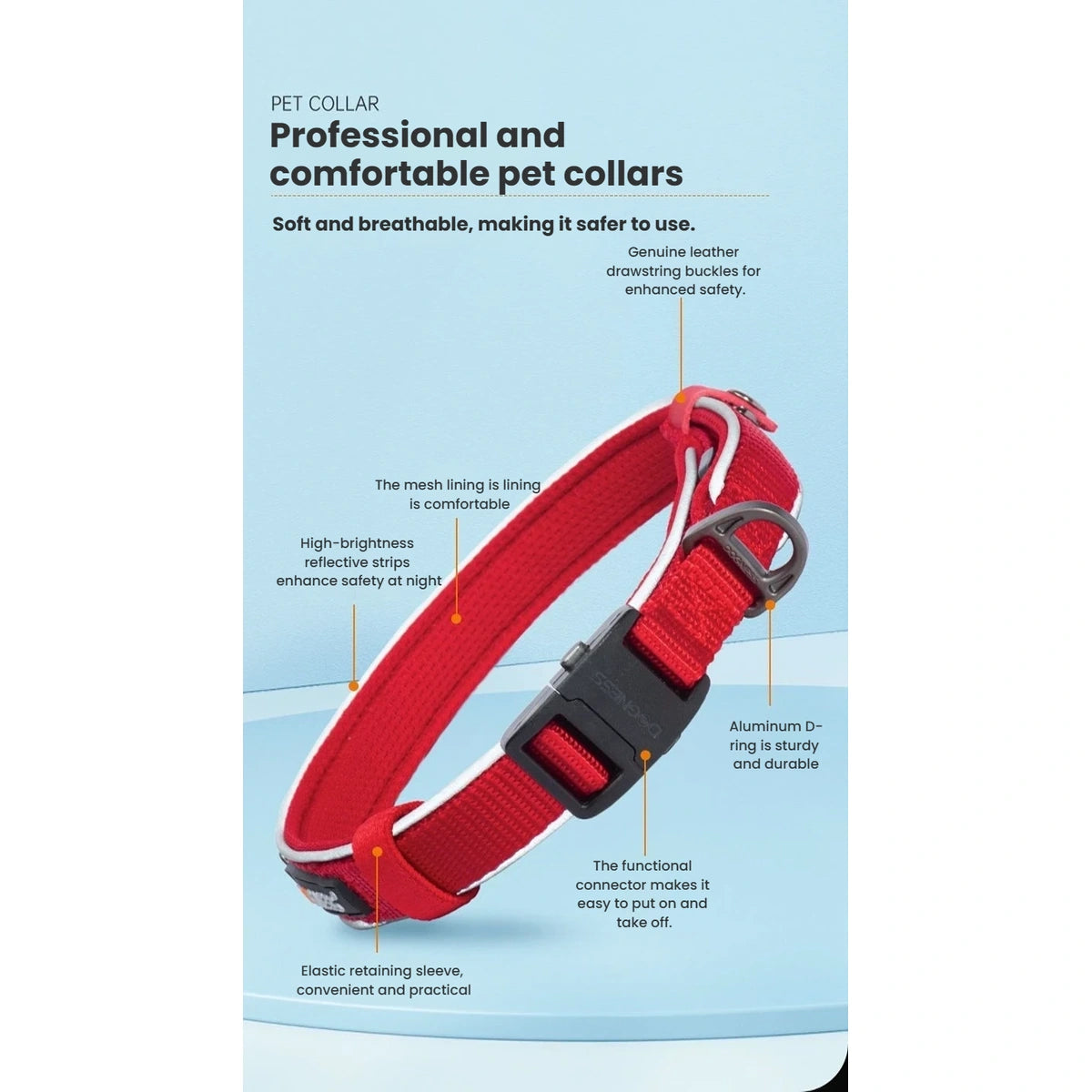 DOGNESS reflective collar material and comfort overview