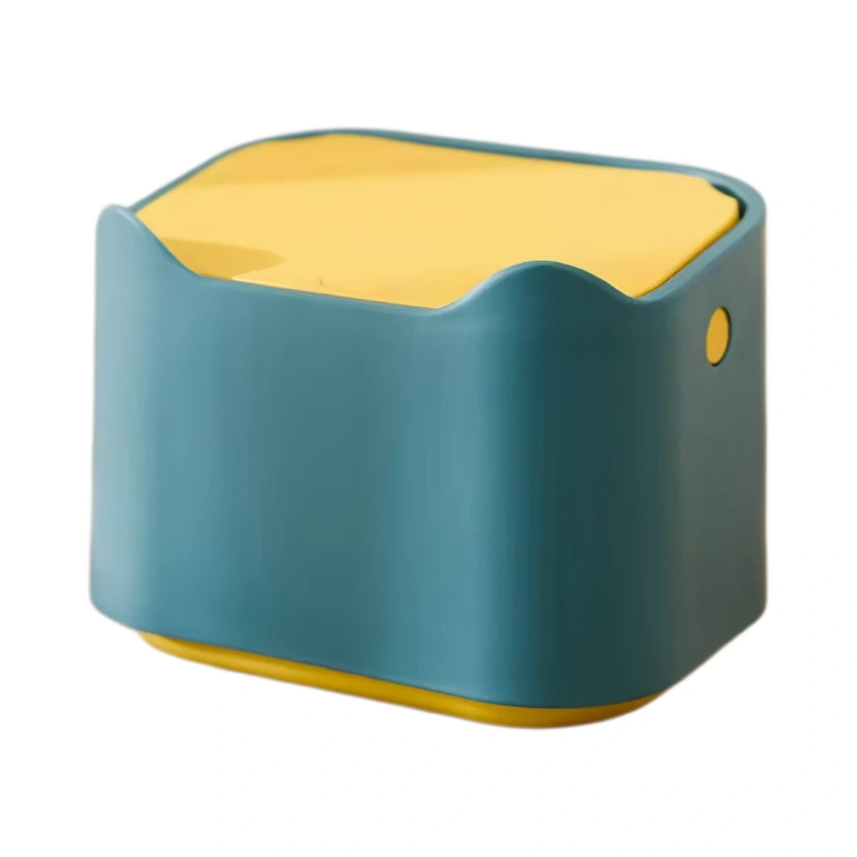 Blue cat litter waste bin front view